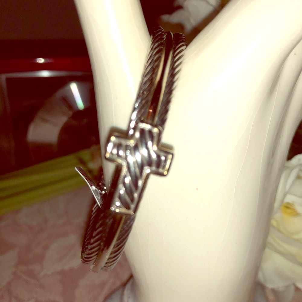 Contemporary Cross Cuff Bracelet